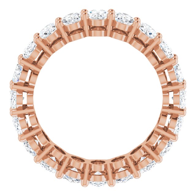 14K Gold Oval Natural Diamond Shared-Prong Eternity Band – 5x3 mm Stones (4 3/4–5 1/2 CTW) - Rose Gold - view 2