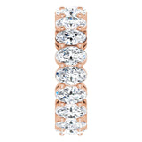 14K Gold Oval Natural Diamond Shared-Prong Eternity Band – 5x3 mm Stones (4 3/4–5 1/2 CTW) - Rose Gold - view 4