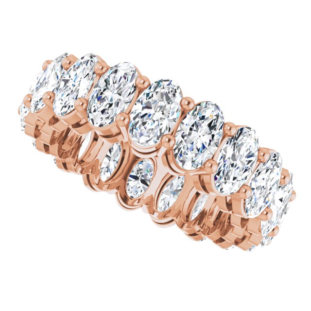 14K Gold Oval Natural Diamond Shared-Prong Eternity Band – 5x3 mm Stones (4 3/4–5 1/2 CTW) - Rose Gold - view 5