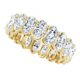 14K Gold Oval Natural Diamond Shared-Prong Eternity Band – 5x3 mm Stones (4 3/4–5 1/2 CTW) - Yellow Gold - view 5