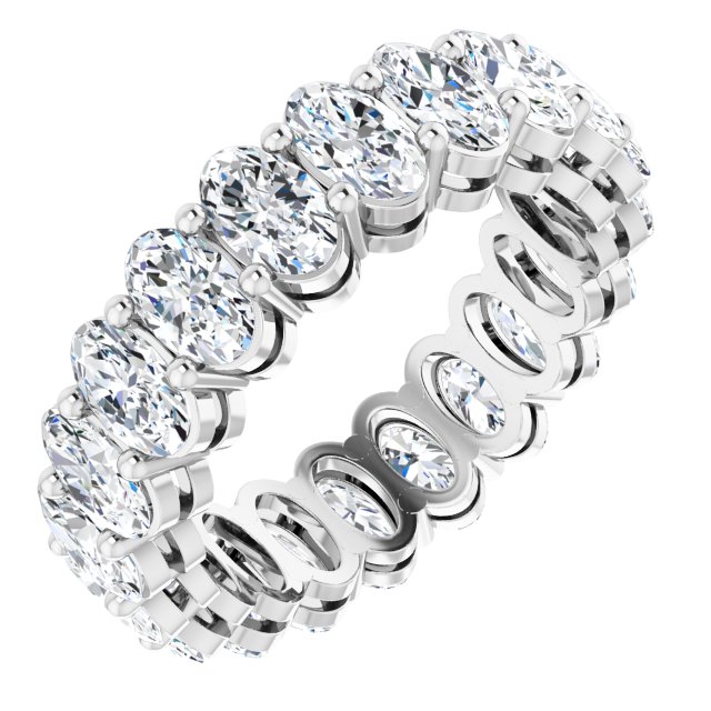 Platinum Oval Natural Diamond Shared-Prong Eternity Band – 5x3 mm Stones (4 3/4–5 1/2 CTW)