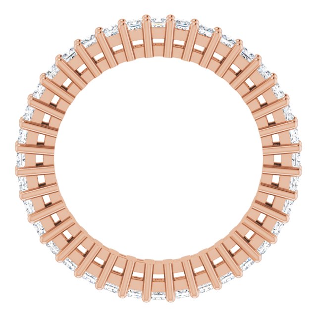 14K Gold Square Natural Diamond Shared-Prong Eternity Band – 1.5x1.5 mm Stones (9/10 CTW) - Rose Gold - view 2