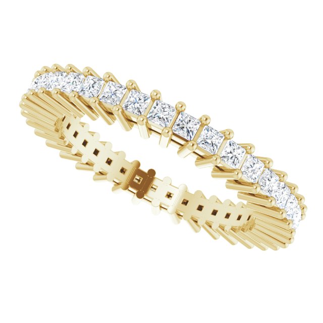 14K Gold Square Natural Diamond Shared-Prong Eternity Band – 1.5x1.5 mm Stones (9/10 CTW) - Yellow Gold - view 5