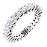 14K Gold Square Natural Diamond Shared-Prong Eternity Band – 2x2 mm Stones (1 1/2 CTW) - White Gold