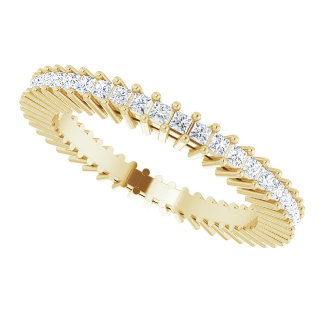 14K Gold Square Natural Diamond Shared-Prong Eternity Band – 1.3x1.3 mm Stones - Yellow Gold - view 5