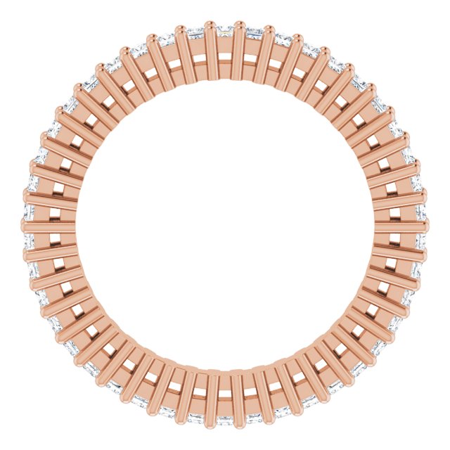 14K Gold Square Natural Diamond Shared-Prong Eternity Band – 1.3x1.3 mm Stones - Rose Gold - view 2