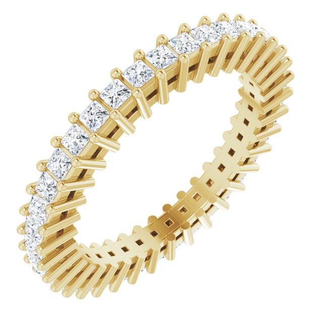 14K Gold Square Natural Diamond Shared-Prong Eternity Band – 1.5x1.5 mm Stones (9/10 CTW) - Yellow Gold