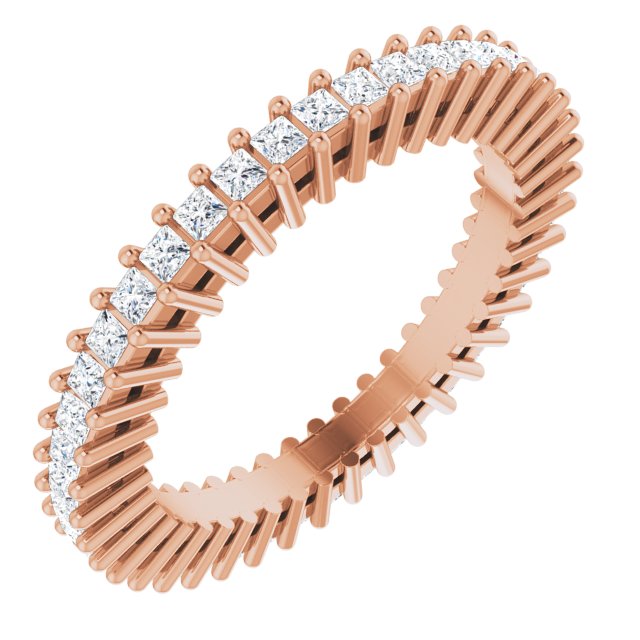 14K Gold Square Natural Diamond Shared-Prong Eternity Band – 1.3x1.3 mm Stones - Rose Gold