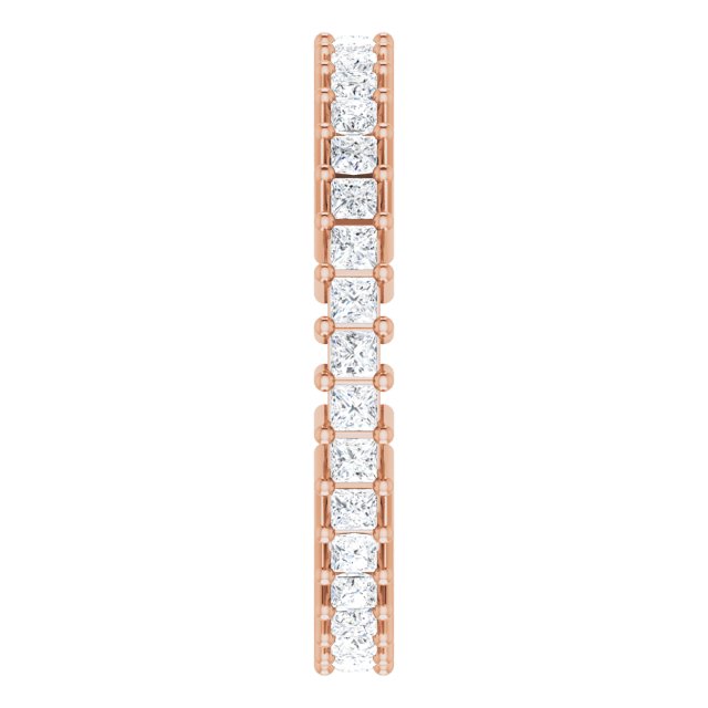 14K Gold Square Natural Diamond Shared-Prong Eternity Band – 1.5x1.5 mm Stones (9/10 CTW) - Rose Gold - view 4