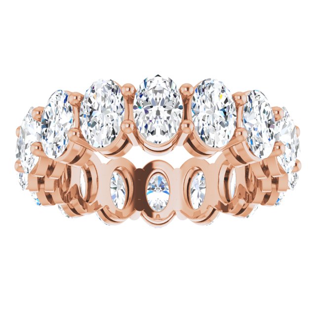 14K Gold Oval Lab-Grown Diamond Shared-Prong Eternity Band – 6x4 mm Stones (5 1/5–5 9/10 CTW) - Rose Gold - view 3