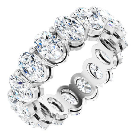 Platinum Oval Lab-Grown Diamond Shared-Prong Eternity Band – 6x4 mm Stones (5 1/5–5 9/10 CTW)