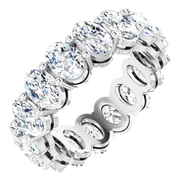 Platinum Oval Lab-Grown Diamond Shared-Prong Eternity Band – 6x4 mm Stones (5 1/5–5 9/10 CTW)