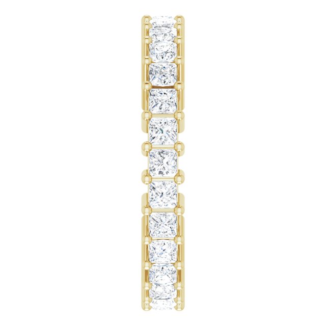 14K Gold Square Natural Diamond Shared-Prong Eternity Band – 2x2 mm Stones (1 1/2 CTW) - Yellow Gold - view 4