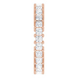 14K Gold Square Natural Diamond Shared-Prong Eternity Band – 2x2 mm Stones (1 1/2 CTW) - Rose Gold - view 4