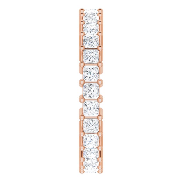 14K Gold Square Natural Diamond Shared-Prong Eternity Band – 2x2 mm Stones (1 1/2 CTW) - Rose Gold - view 4