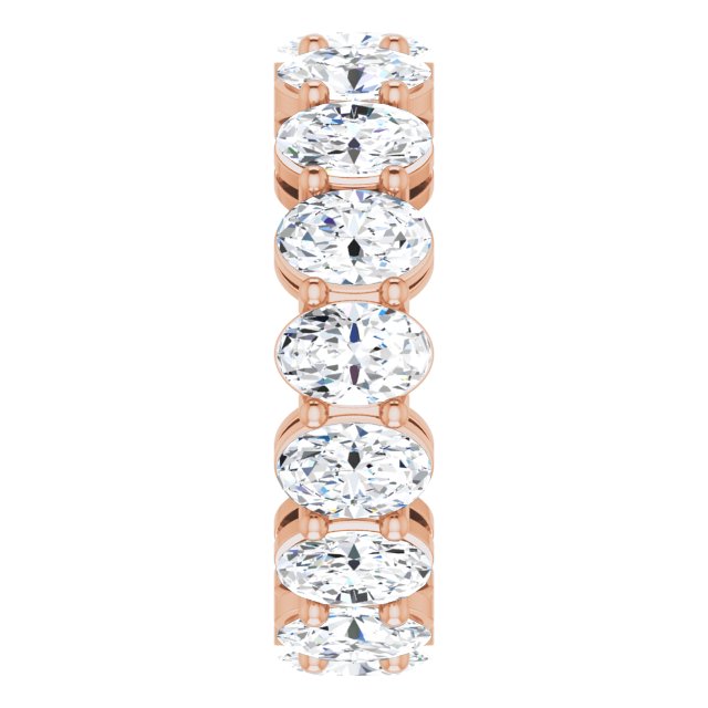 14K Gold Oval Lab-Grown Diamond Shared-Prong Eternity Band – 6x4 mm Stones (5 1/5–5 9/10 CTW) - Rose Gold - view 4