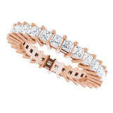 14K Gold Square Natural Diamond Shared-Prong Eternity Band – 2x2 mm Stones (1 1/2 CTW) - Rose Gold - view 5
