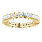 14K Gold Square Natural Diamond Shared-Prong Eternity Band – 2x2 mm Stones (1 1/2 CTW) - Yellow Gold - view 3