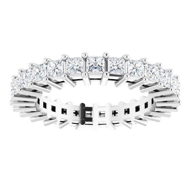 14K Gold Square Natural Diamond Shared-Prong Eternity Band – 2x2 mm Stones (1 1/2 CTW) - White Gold - view 3