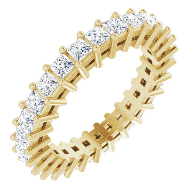 14K Gold Square Natural Diamond Shared-Prong Eternity Band – 2x2 mm Stones (1 1/2 CTW) - Yellow Gold