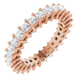 14K Gold Square Natural Diamond Shared-Prong Eternity Band – 2x2 mm Stones (1 1/2 CTW) - Rose Gold