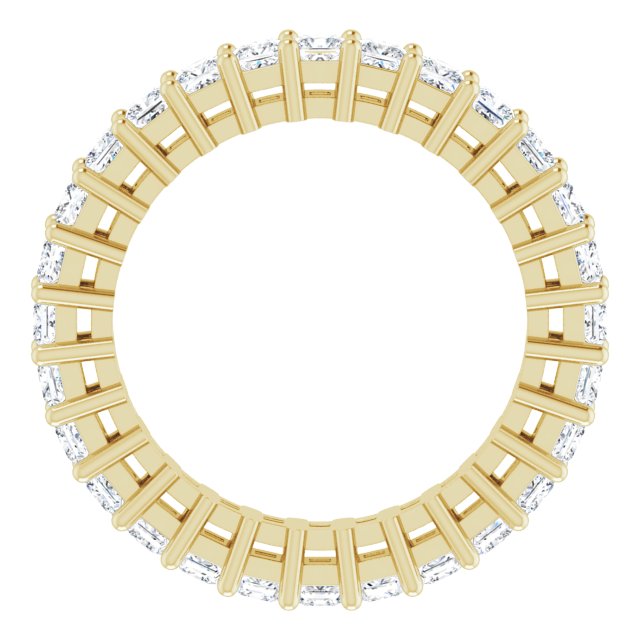 14K Gold Square Natural Diamond Shared-Prong Eternity Band – 2x2 mm Stones (1 1/2 CTW) - Yellow Gold - view 2