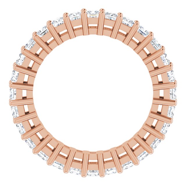 14K Gold Square Natural Diamond Shared-Prong Eternity Band – 2x2 mm Stones (1 1/2 CTW) - Rose Gold - view 2