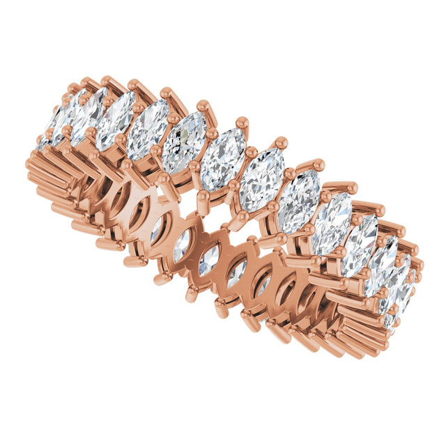 14K Gold Marquise Natural Diamond Shared-Prong Eternity Band – 4x2 mm Stones (1 7/8–2 1/6 CTW) - Rose Gold - view 5