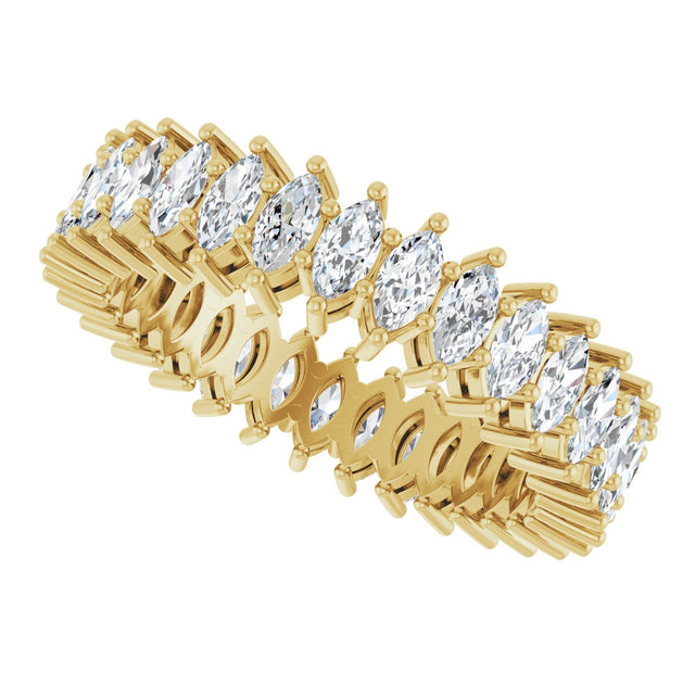 14K Gold Marquise Natural Diamond Shared-Prong Eternity Band – 4x2 mm Stones (1 7/8–2 1/6 CTW) - Yellow Gold - view 5