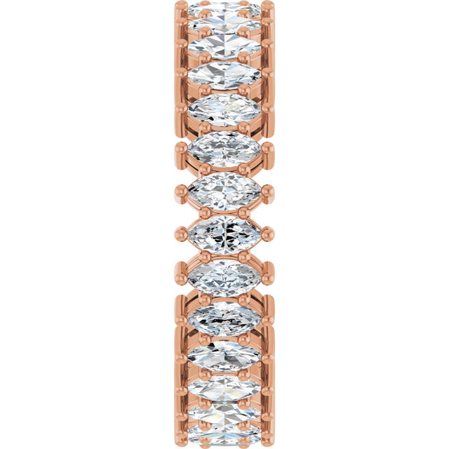 14K Gold Marquise Natural Diamond Shared-Prong Eternity Band – 4x2 mm Stones (1 7/8–2 1/6 CTW) - Rose Gold - view 4
