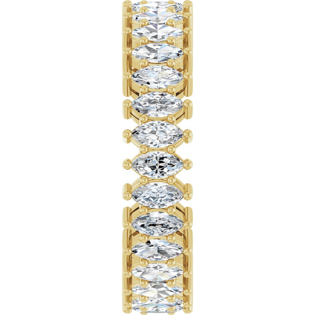 14K Gold Marquise Natural Diamond Shared-Prong Eternity Band – 4x2 mm Stones (1 7/8–2 1/6 CTW) - Yellow Gold - view 4