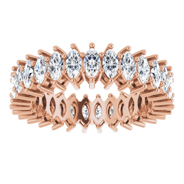 14K Gold Marquise Natural Diamond Shared-Prong Eternity Band – 4x2 mm Stones (1 7/8–2 1/6 CTW) - Rose Gold - view 3