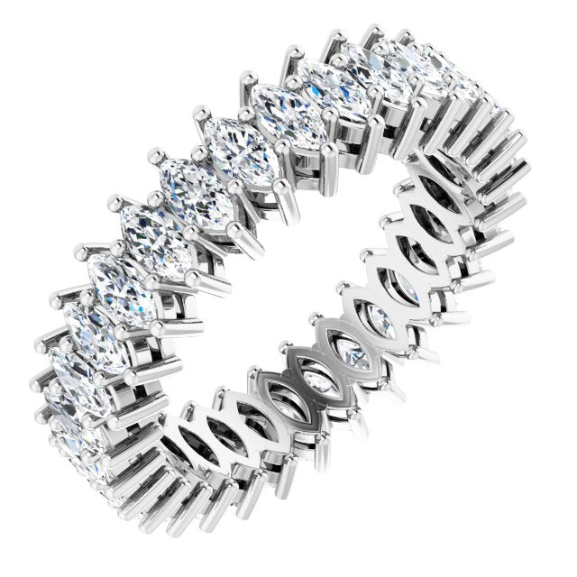 14K Gold Marquise Natural Diamond Shared-Prong Eternity Band – 4x2 mm Stones (1 7/8–2 1/6 CTW) - White Gold