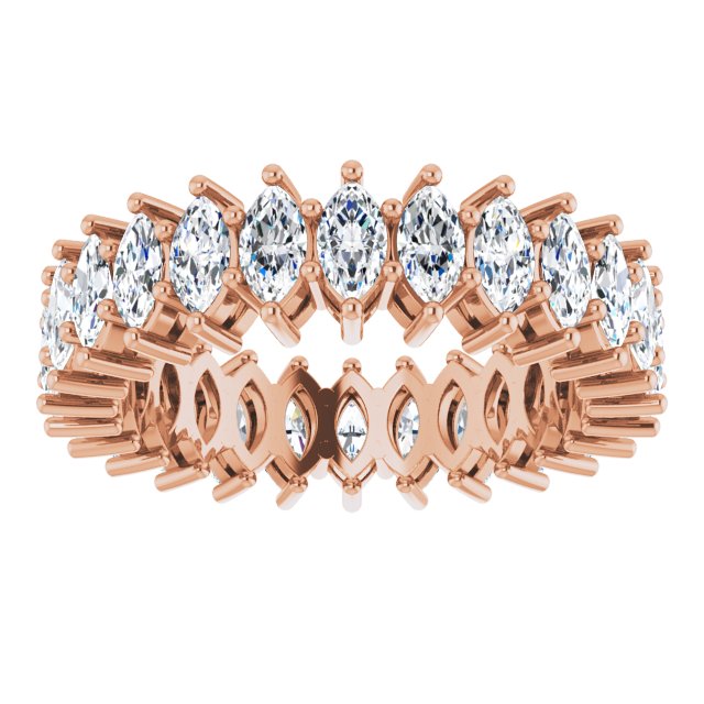 14K Gold Marquise Lab-Grown Diamond Shared-Prong Eternity Band – 4.3x2.25 mm Stones - Rose Gold - view 3