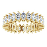14K Gold Marquise Natural Diamond Shared-Prong Eternity Band – 4.3x2.25 mm Stones - Yellow Gold - view 3