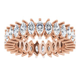14K Gold Marquise Natural Diamond Shared-Prong Eternity Band – 4x2 mm Stones (1 7/8–2 1/6 CTW) - Rose Gold - view 3