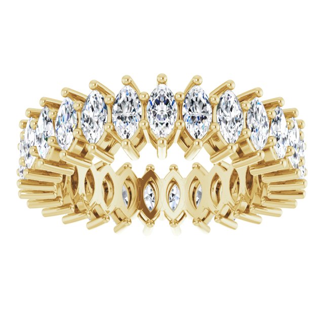 14K Gold Marquise Natural Diamond Shared-Prong Eternity Band – 4x2 mm Stones (1 7/8–2 1/6 CTW) - Yellow Gold - view 3