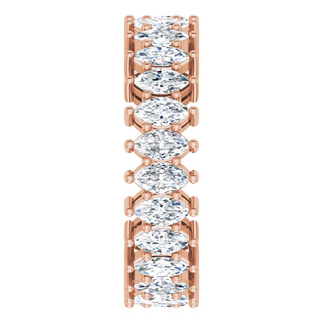 14K Gold Marquise Lab-Grown Diamond Shared-Prong Eternity Band – 4.3x2.25 mm Stones - Rose Gold - view 4