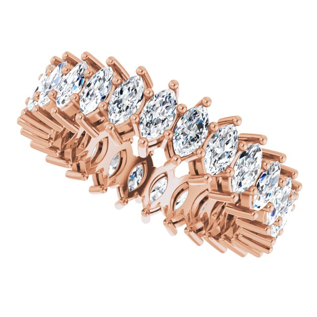 14K Gold Marquise Lab-Grown Diamond Shared-Prong Eternity Band – 4.3x2.25 mm Stones - Rose Gold - view 5