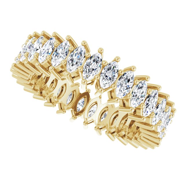 14K Gold Marquise Natural Diamond Shared-Prong Eternity Band – 4x2 mm Stones (1 7/8–2 1/6 CTW) - Yellow Gold - view 5