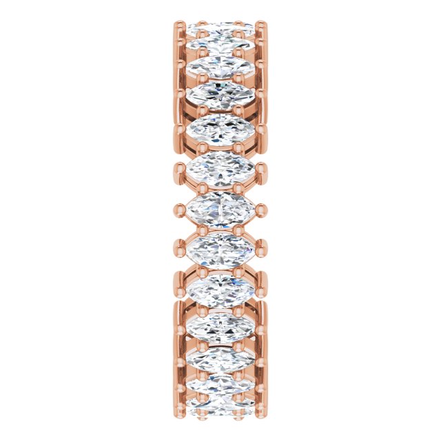 14K Gold Marquise Natural Diamond Shared-Prong Eternity Band – 4x2 mm Stones (1 7/8–2 1/6 CTW) - Rose Gold - view 4