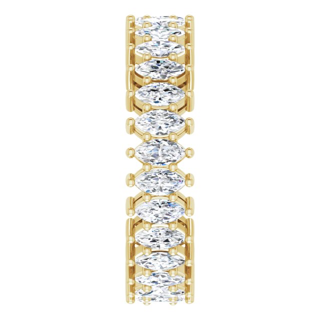 14K Gold Marquise Natural Diamond Shared-Prong Eternity Band – 4x2 mm Stones (1 7/8–2 1/6 CTW) - Yellow Gold - view 4