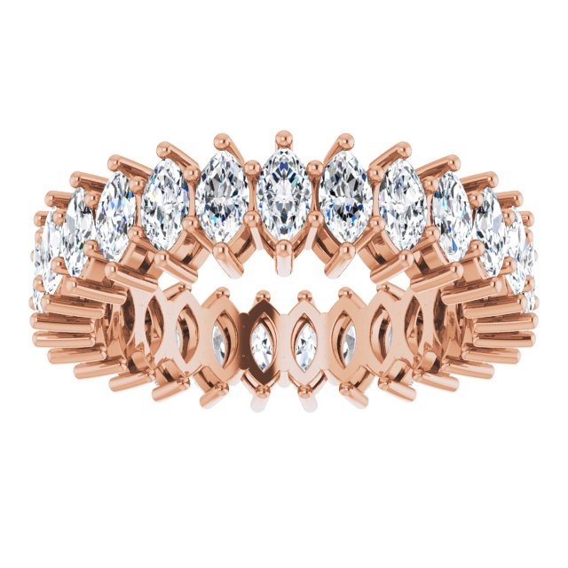 14K Gold Marquise Lab-Grown Diamond Shared-Prong Eternity Band – 4.3x2.25 mm Stones - Rose Gold - view 3