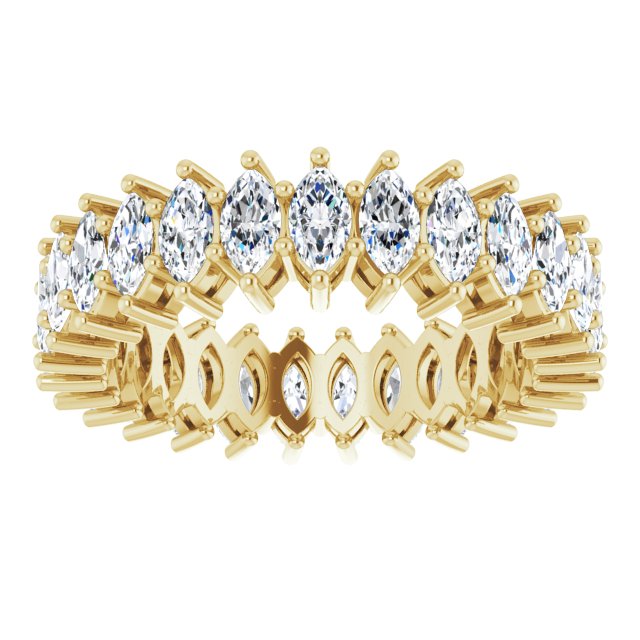 14K Gold Marquise Lab-Grown Diamond Shared-Prong Eternity Band – 4.3x2.25 mm Stones - Yellow Gold - view 3