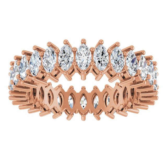 14K Gold Marquise Lab-Grown Diamond Shared-Prong Eternity Band – 4.3x2.25 mm Stones - Rose Gold - view 3