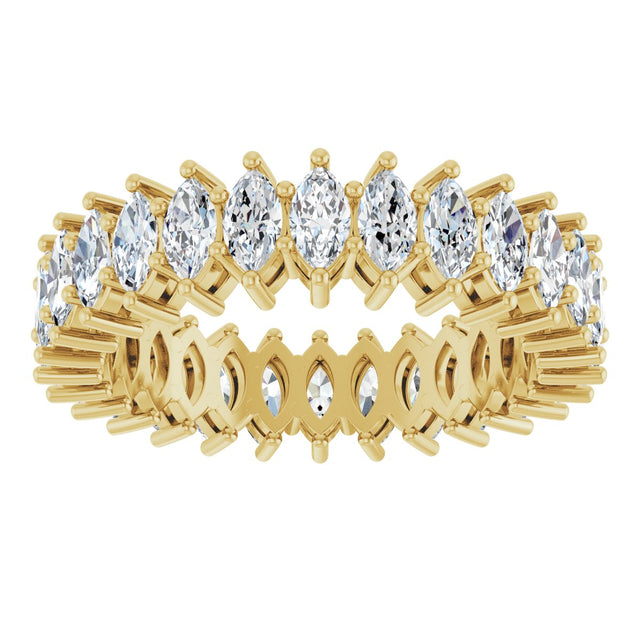 14K Gold Marquise Lab-Grown Diamond Shared-Prong Eternity Band – 4.3x2.25 mm Stones - Yellow Gold - view 3