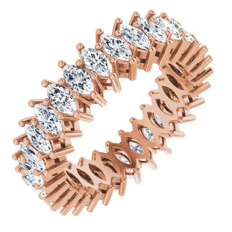 14K Gold Marquise Natural Diamond Shared-Prong Eternity Band – 4x2 mm Stones (1 7/8–2 1/6 CTW) - Rose Gold