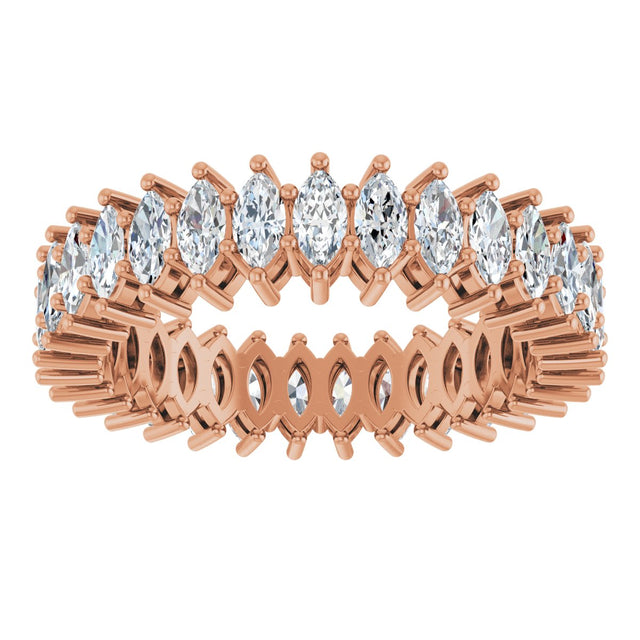 14K Gold Marquise Lab-Grown Diamond Shared-Prong Eternity Band – 4x2 mm Stones (1 7/8–2 1/6 CTW) - Rose Gold - view 3