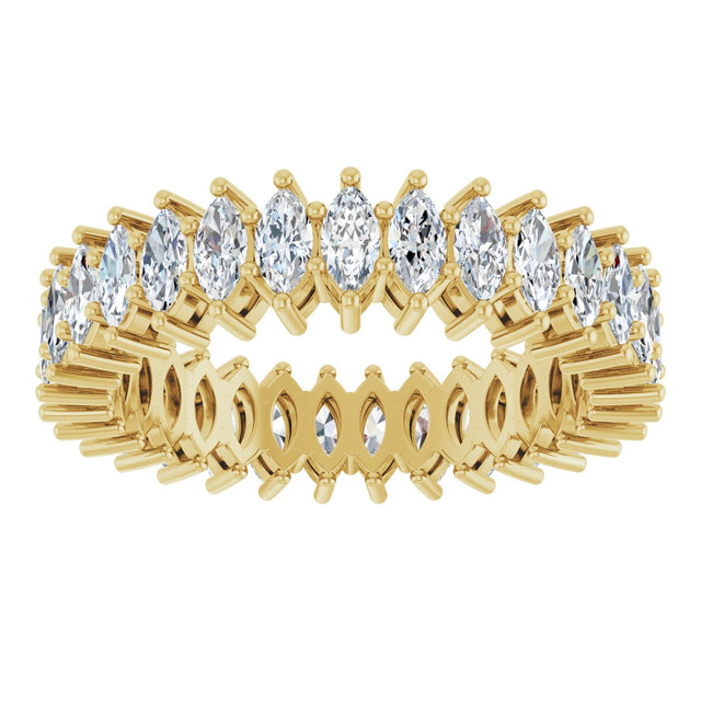 14K Gold Marquise Natural Diamond Shared-Prong Eternity Band – 4x2 mm Stones (1 7/8–2 1/6 CTW) - Yellow Gold - view 3