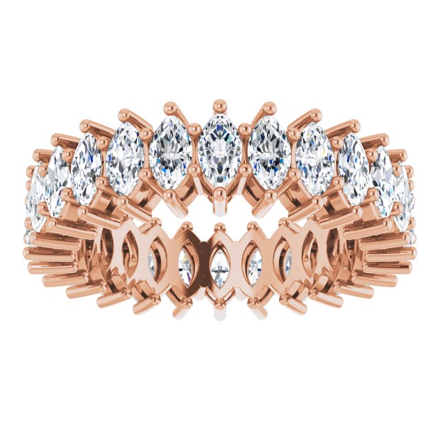 14K Gold Marquise Lab-Grown Diamond Shared-Prong Eternity Band – 4.3x2.25 mm Stones - Rose Gold - view 3